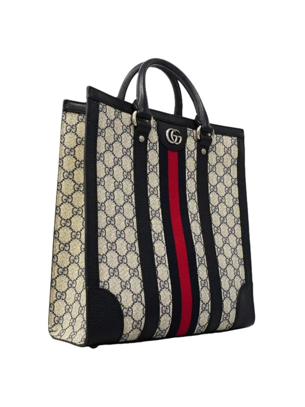 Gucci Tote Ophidia Leather Navy Silver 2-Way